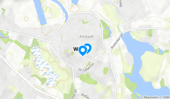 Kartenausschnitt Wasserkunst auf dem Marktplatz Wismar